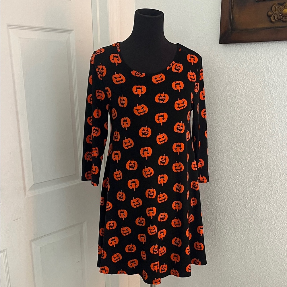 Chic Halloween Pumpkin Print Dress